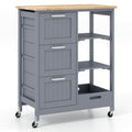 Rolling Wood Storage Cart with Drawers & Removable Tray U468