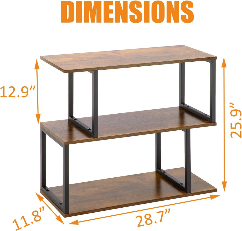 2-Tier S-Shaped Wooden Bookshelf D263