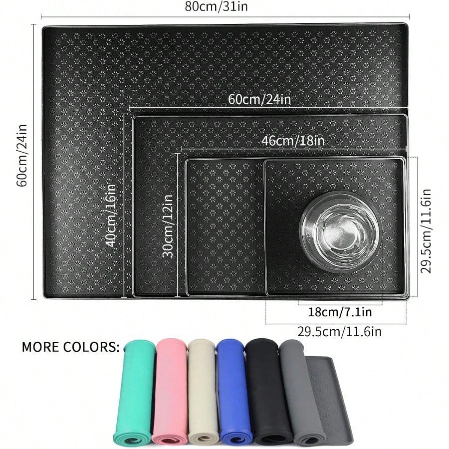 Black 31.5 23.6 Silicone Pet Placemat I9675