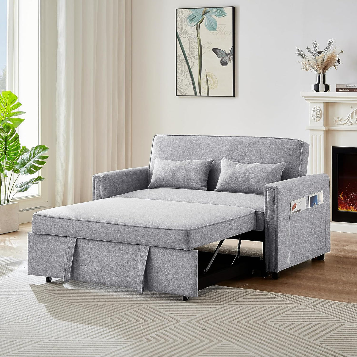 Small Sleeper Sofa Bed with 2 Lumbar Pillows K626285