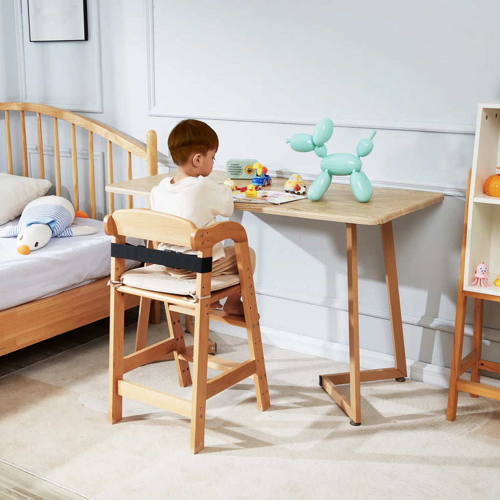 Wooden Baby HighChair with Adjustable Legs Solid Wood U23550