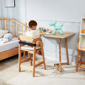Wooden Baby HighChair with Adjustable Legs Solid Wood U23550
