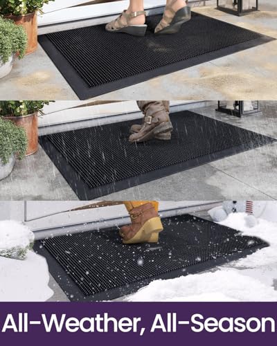 Heavy Duty Non-Slip Rubber Entry Mat, 24x36, Black U926848