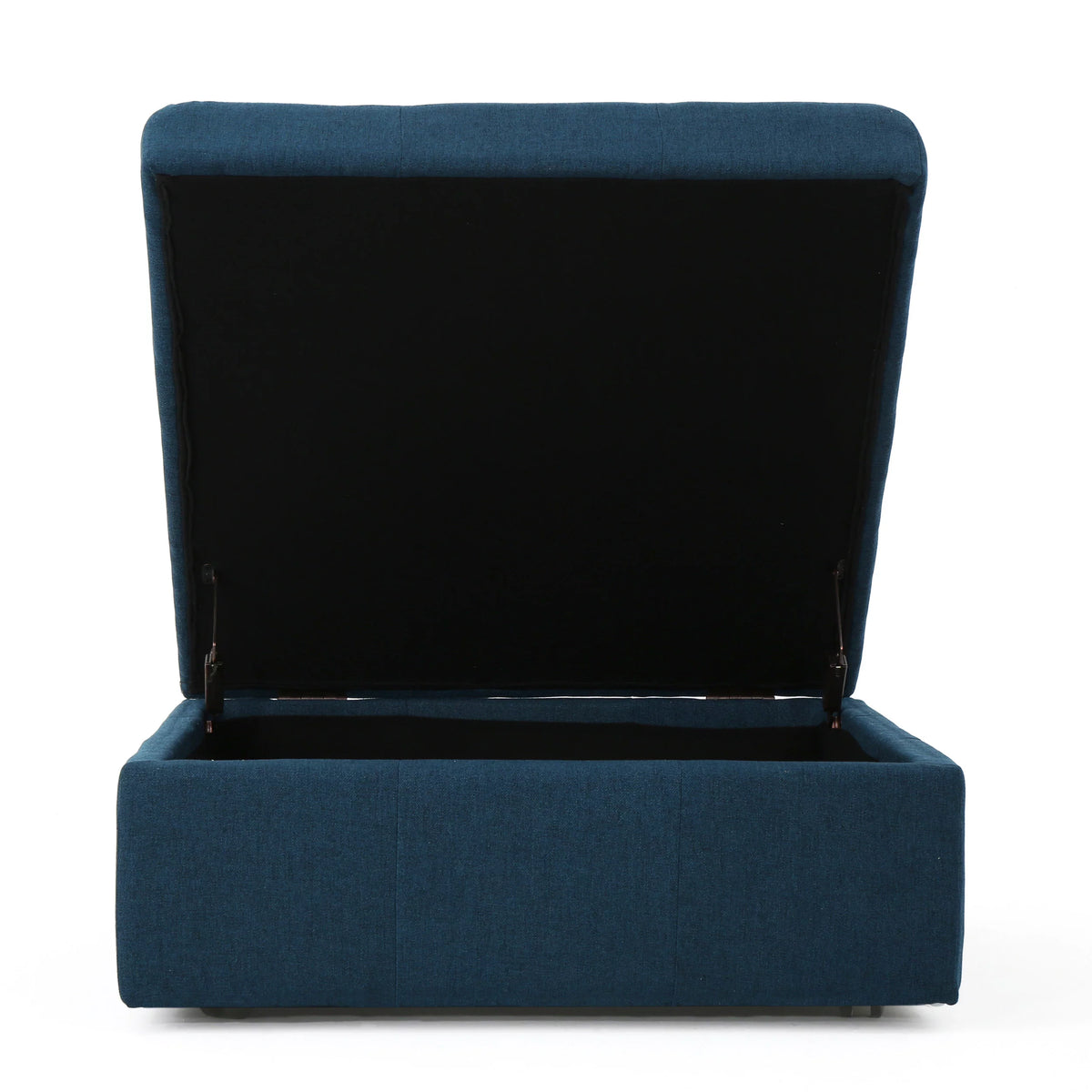 Navy Blue Tufted Fabric Storage Ottoman with Rolling Casters Q501