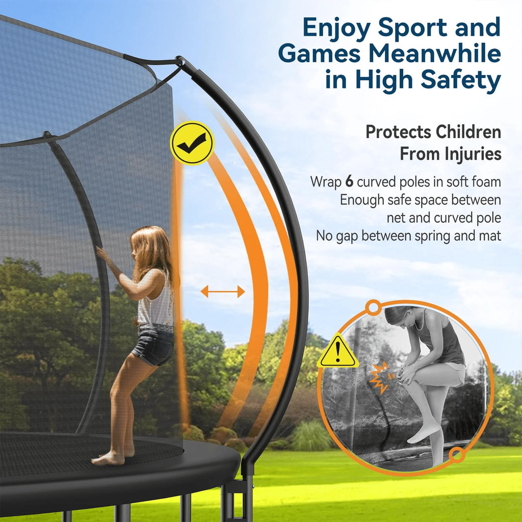 12 14 16FT Trampoline with Slide, Enclosure Net and Ladder P84042