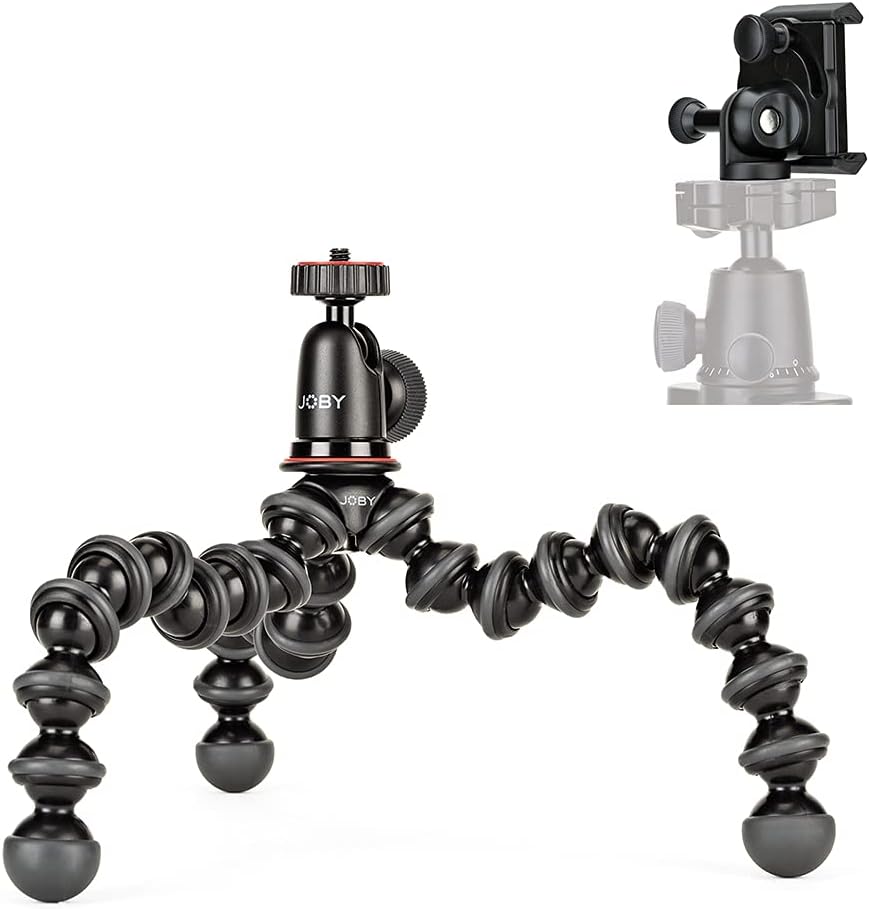 Compact Flexible Tripod 1K Stand with Locking Phone Mount, Black, Pack of 2 M5324