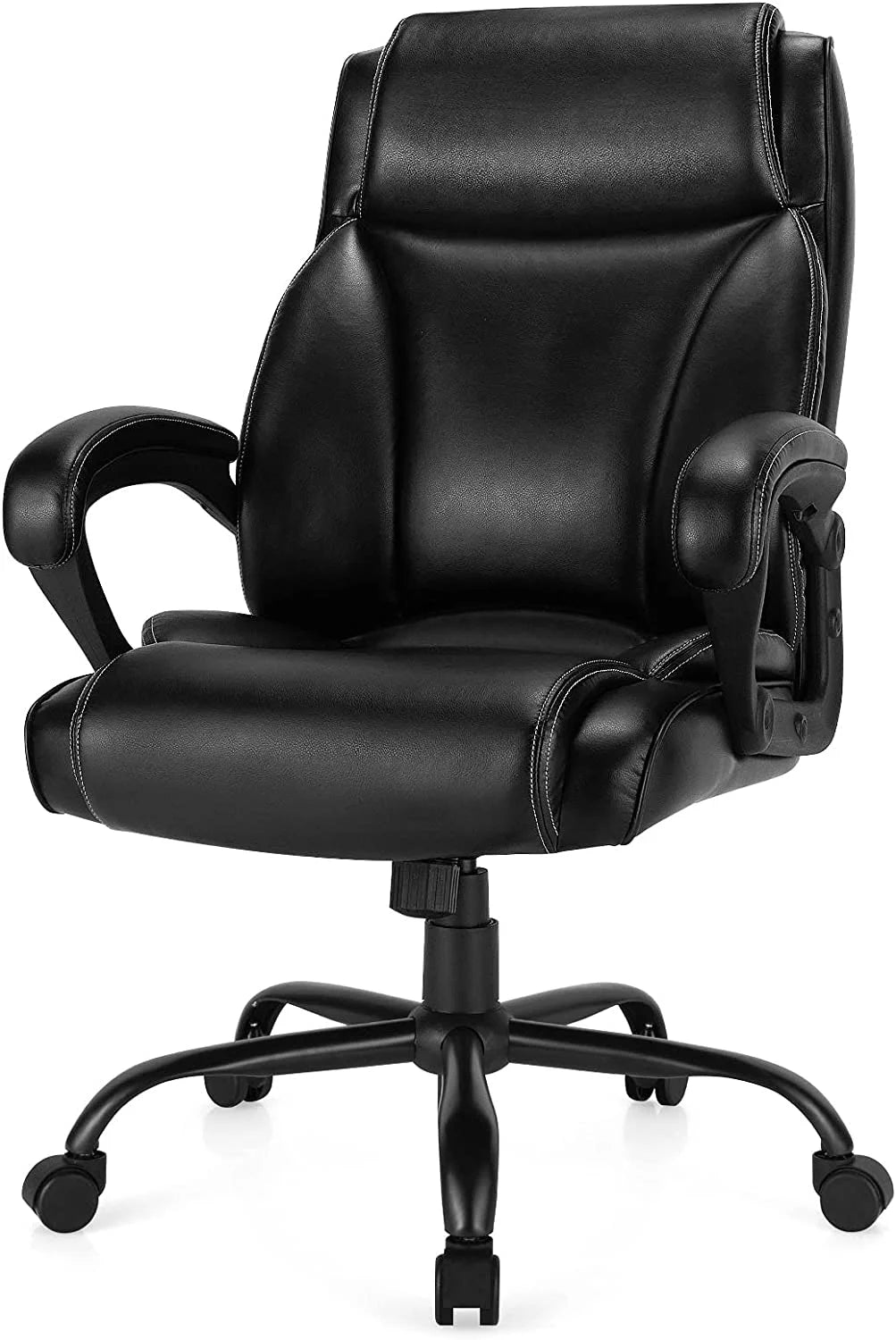 Big & Tall High-Back Leather Adjustable Swivel Office Chair with Lumbar Support L189030