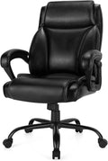 Big & Tall High-Back Leather Adjustable Swivel Office Chair with Lumbar Support L189030