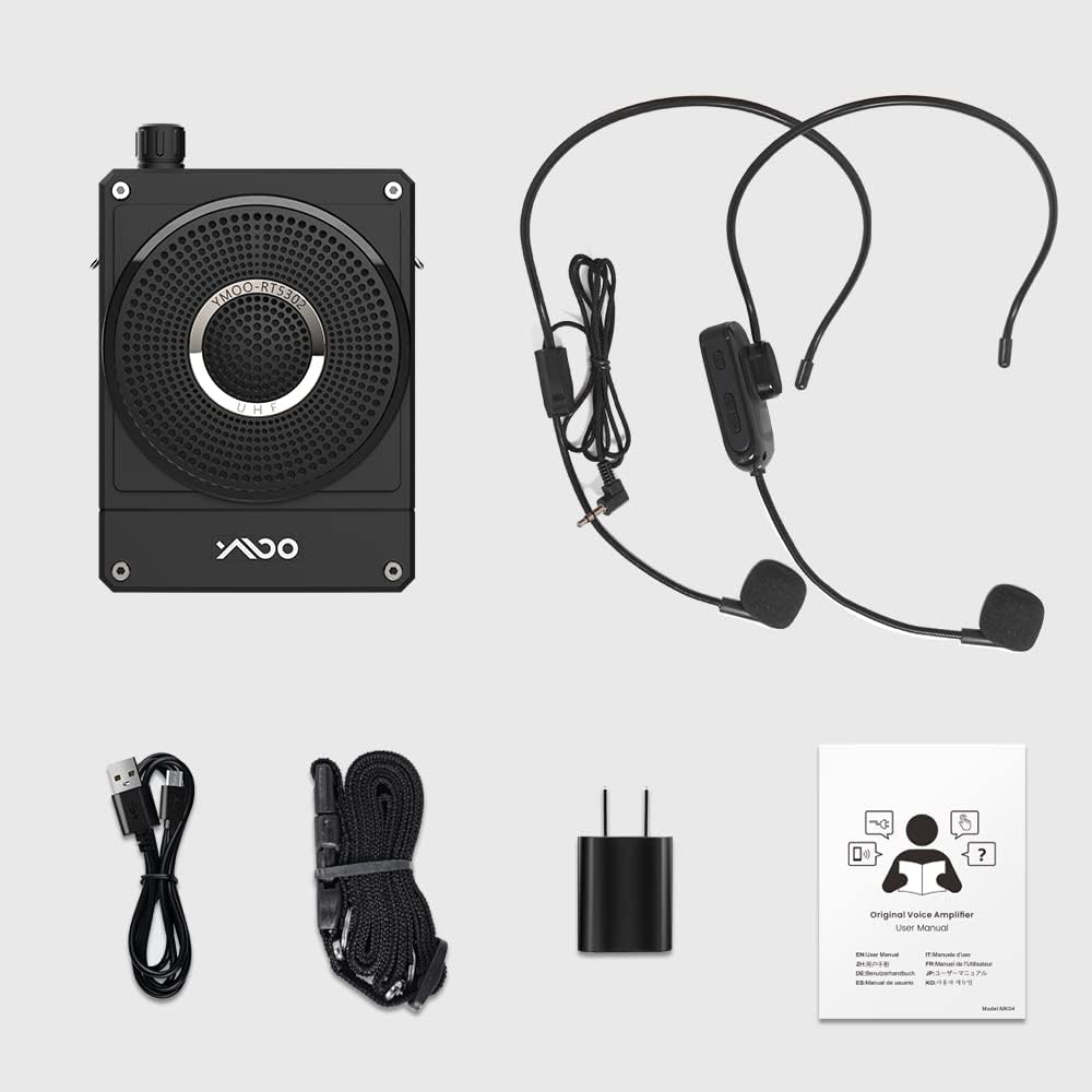 10W 1800mAh Rechargeable Voice Amplifier with UHF Wireless Microphone Headset, Pack of 2 W758