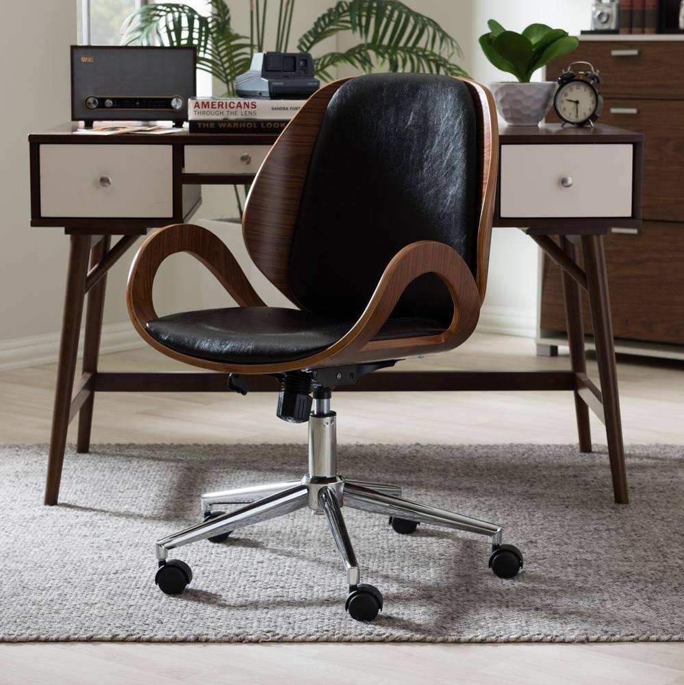 Walnut/Black Modern Office Chair D528