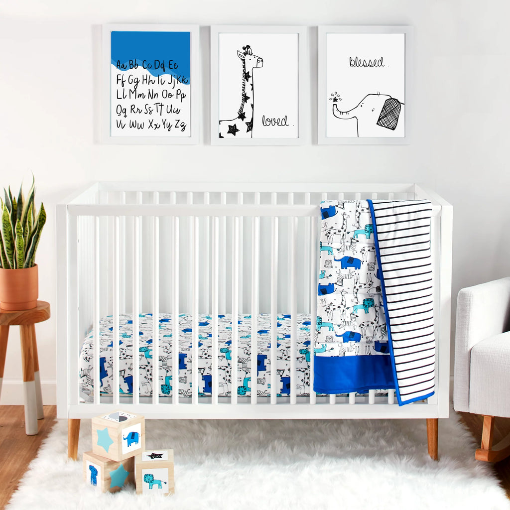 3 Pc Organic Cotton Crib Bedding Set I684909