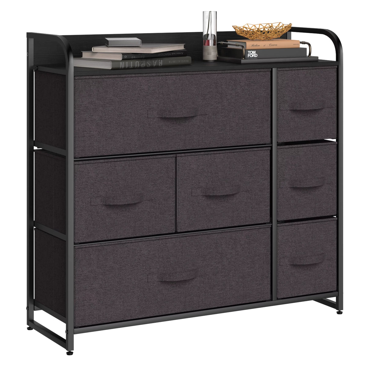 Light Gray 7 Drawer Fabric Dresser R238902