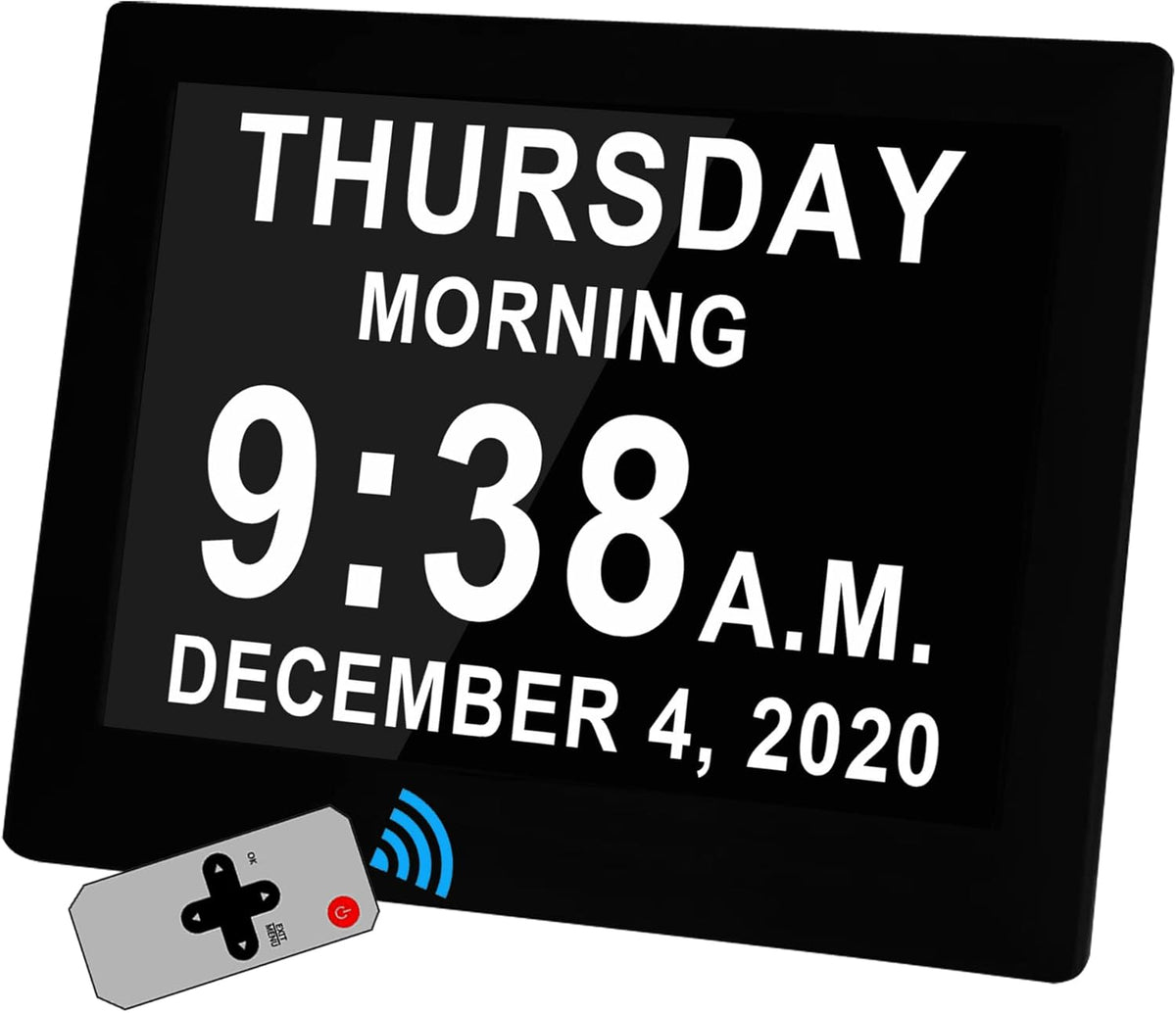 8'' Large AM/PM Digital Alarm Day Clock with Remote Control Q9290