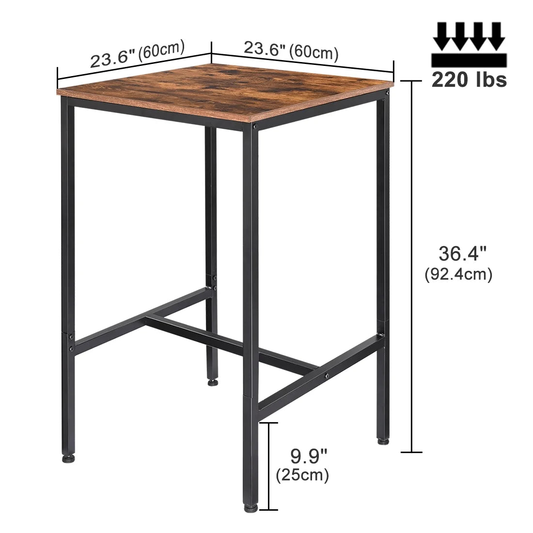 Bar Table Rustic Brown D125
