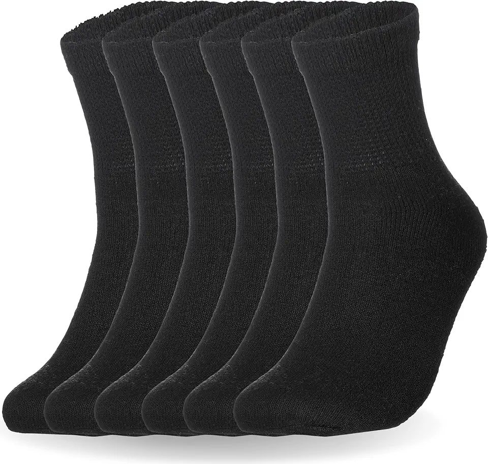 Extra Wide Top Ankle Diabetic Socks, 6 Pairs, Non-Binding K39108