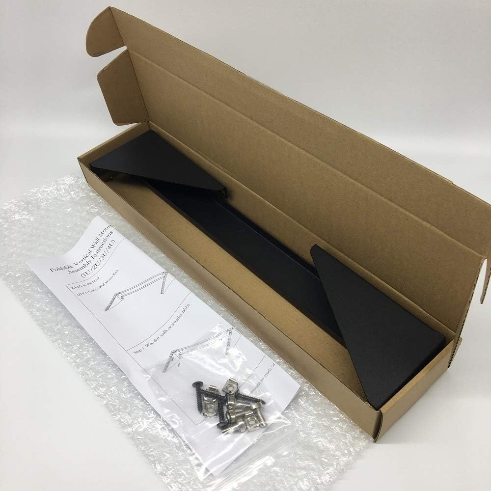 2 Pack 1U Foldable 19 Inches Cold Rolled Steel Vertical Wall Mount Rack Including Hardware F4196