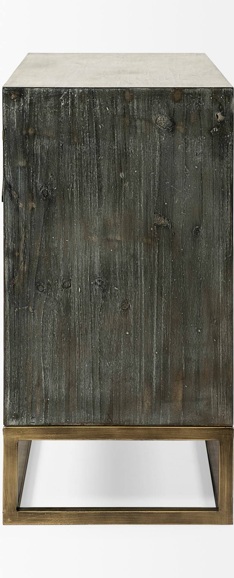 Solid Wood and Brass 3 Drawer Cabinet in Brown D854924