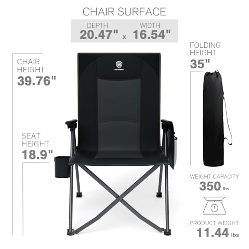 Lightweight Folding Reclining Camping Chair with Adjustable Back Black G280