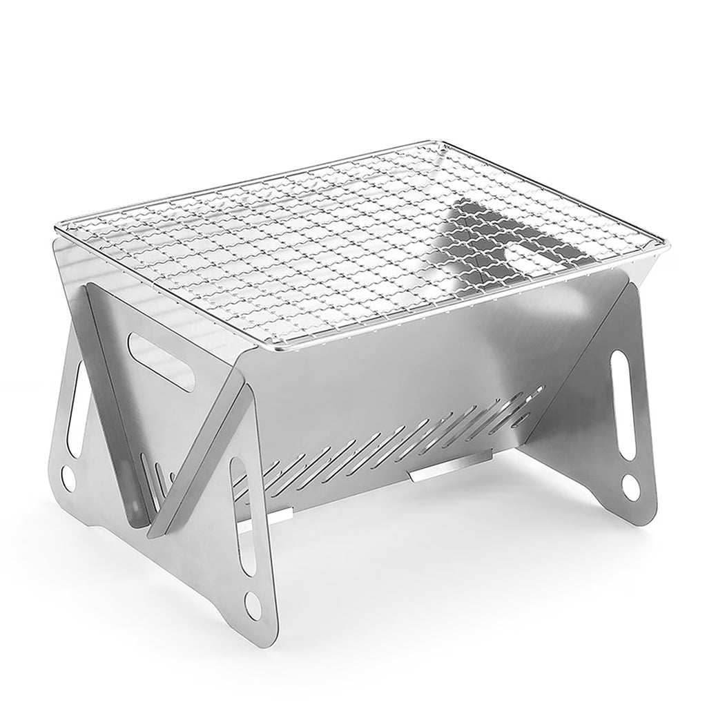 Portable Folding Stainless Steel Camping Wood Burning Stove with Grill Plate D5560