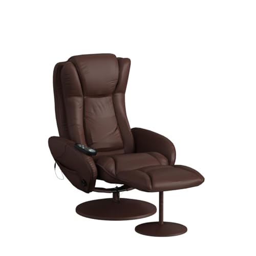 Brown Faux Leather Electric Massage Recliner with Stool M3372