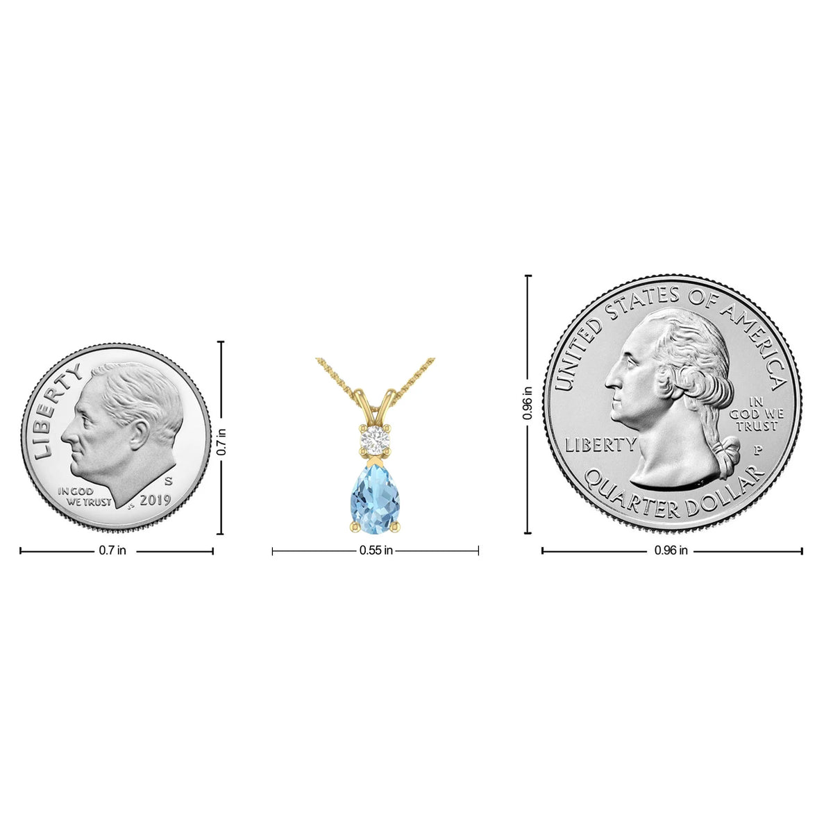 1.55 Carat 14K Yellow Gold Aquamarine and Round Lab Grown Diamond Solitaire Pendant Necklace I39957