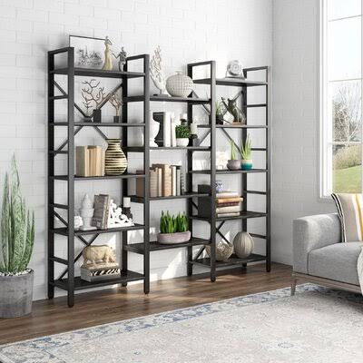 Black Steel Library Bookcase X83314