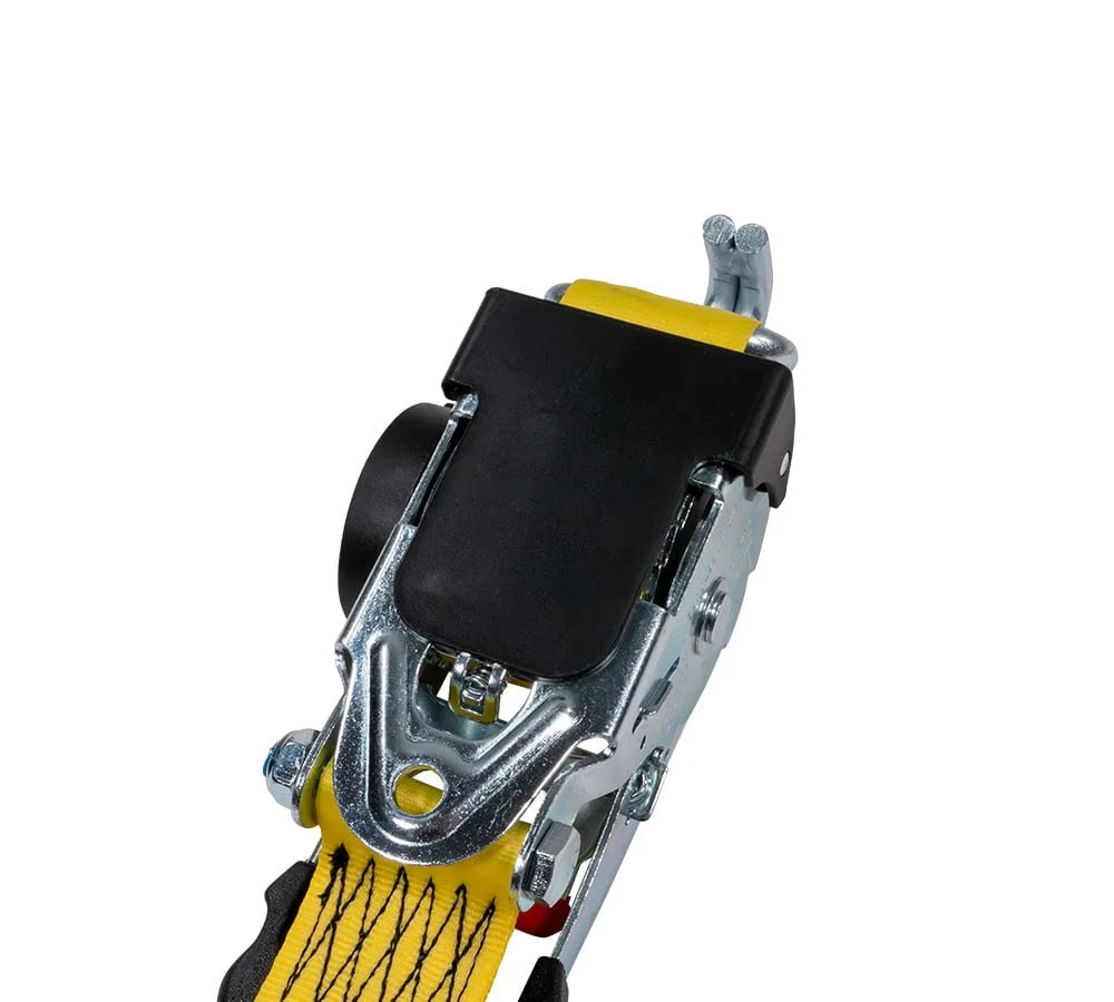 8 Pack 2" x 10' Retractable Ratchet Straps with Double J-Hook, 3,300 lbs Breaking Strength, Yellow I42358