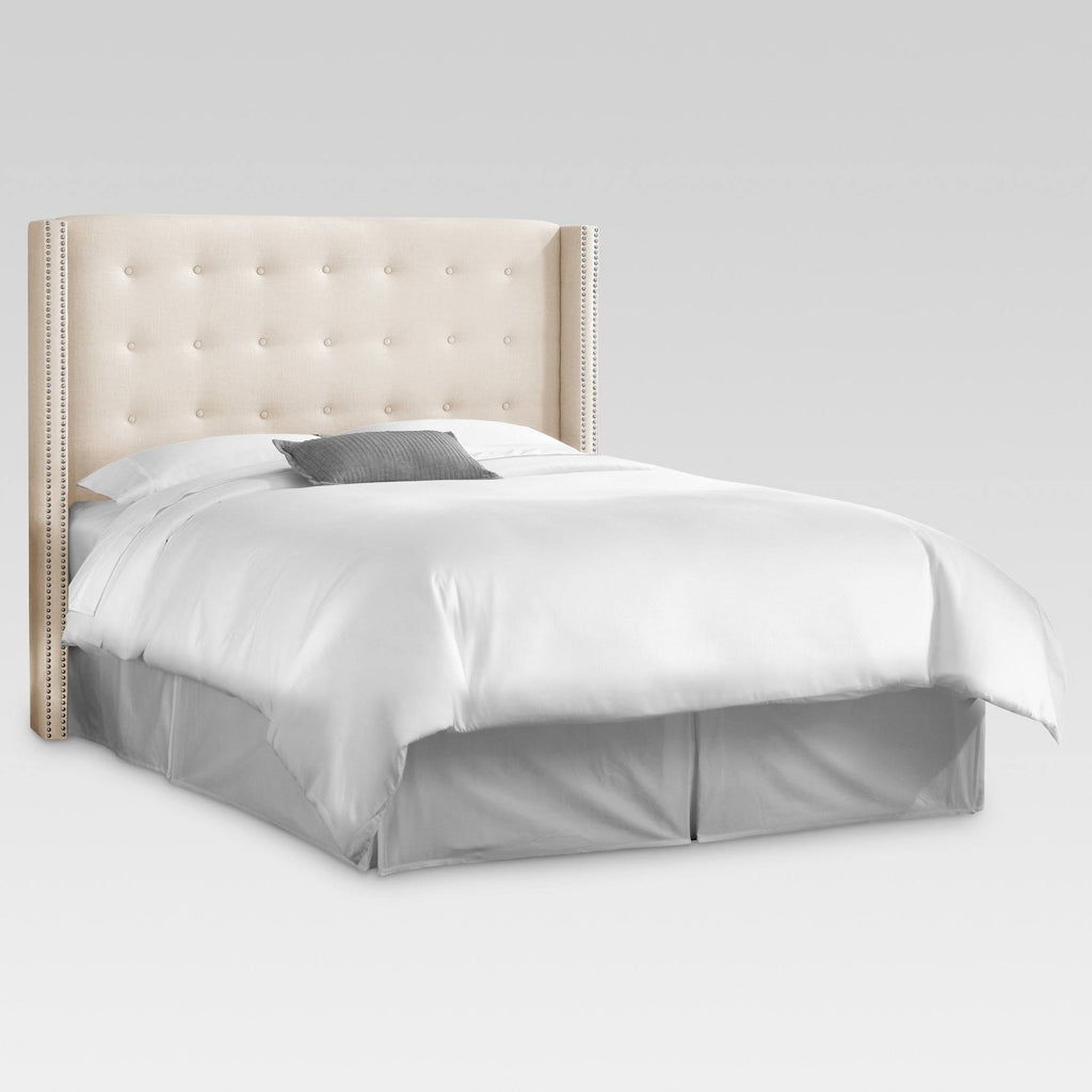 Queen Linen Tufted Wingback Headboard A557604