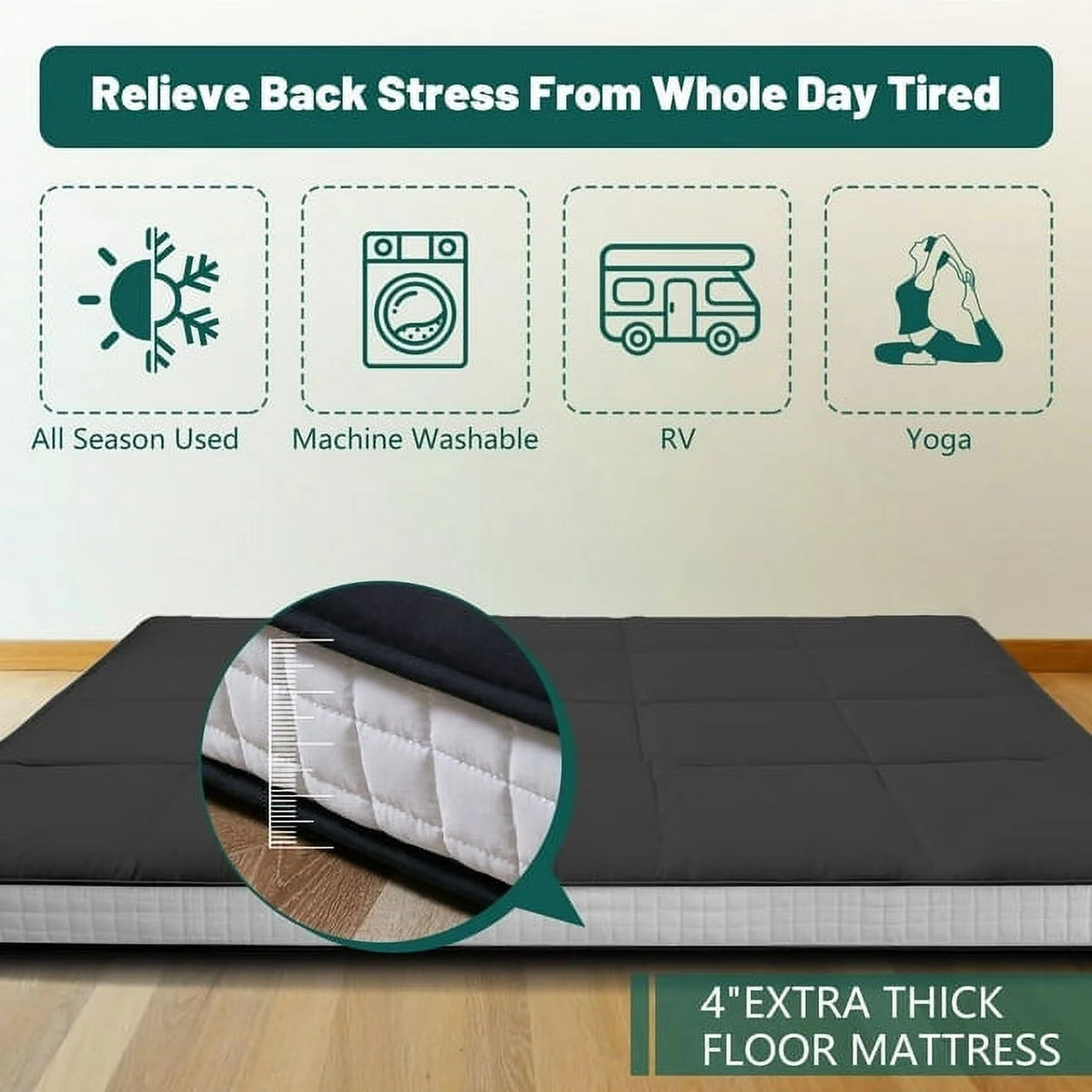 Japanese Floor Mattress with Storage Bag O873061
