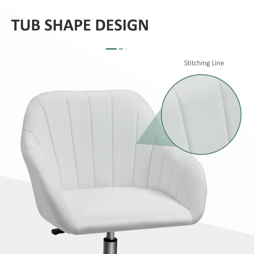 White Steel Task Chair with Swivel and Adjustable Height E6470