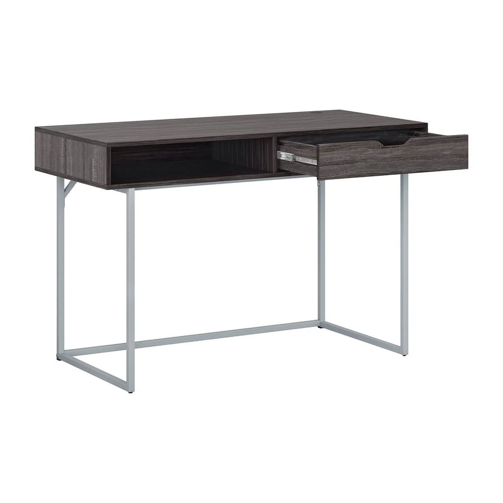 Modern Single Drawer Gray Wood Grain Finish Desk C25113
