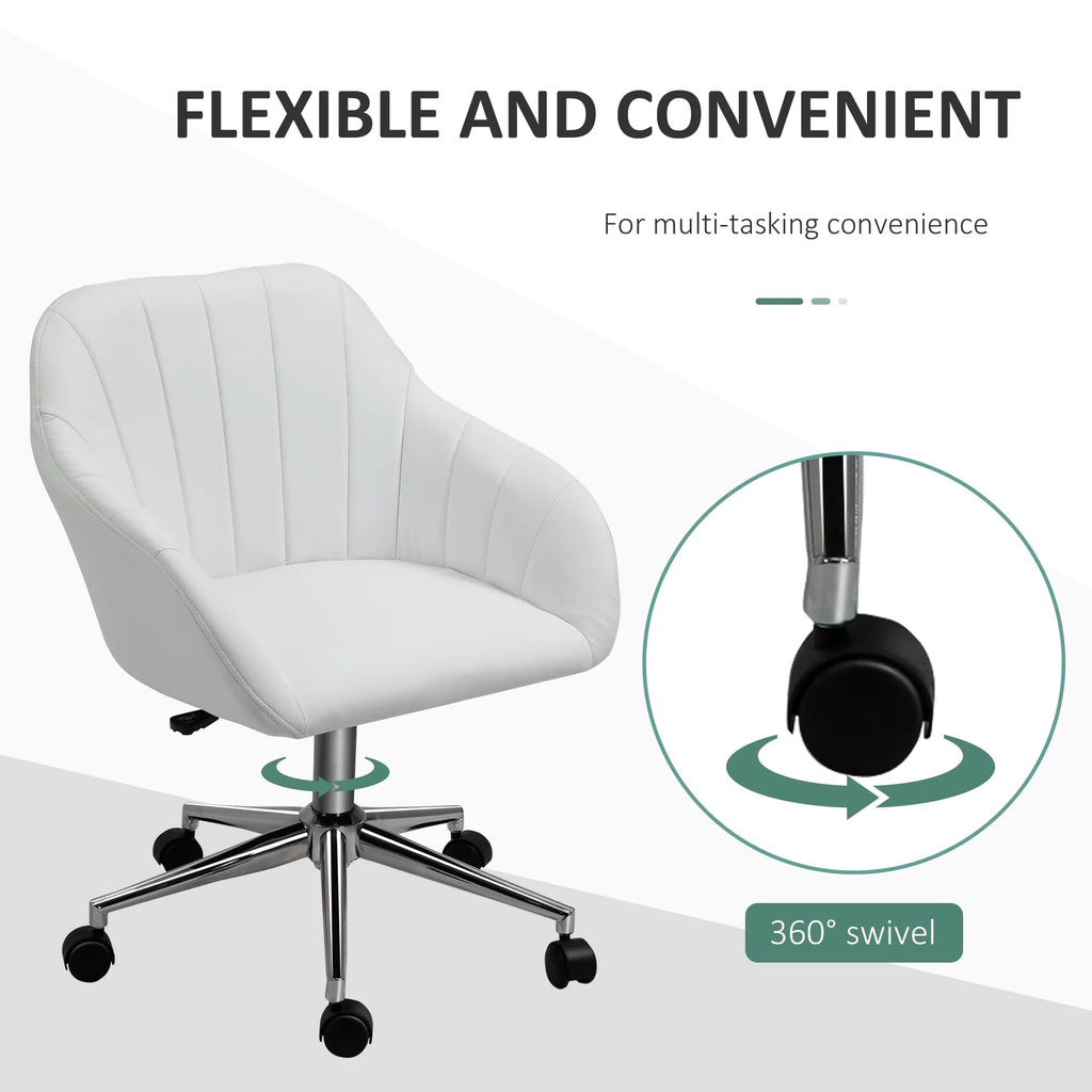 White Steel Task Chair with Swivel and Adjustable Height E6470