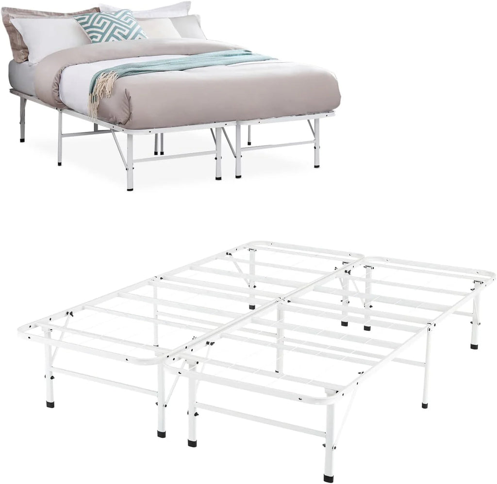 14 Inch Metal Platform Bed with Steel Slat Mattress Foundation Twin Black K646806