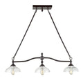 Rustic Black Finish Three Light Island with Clear Glass N83141