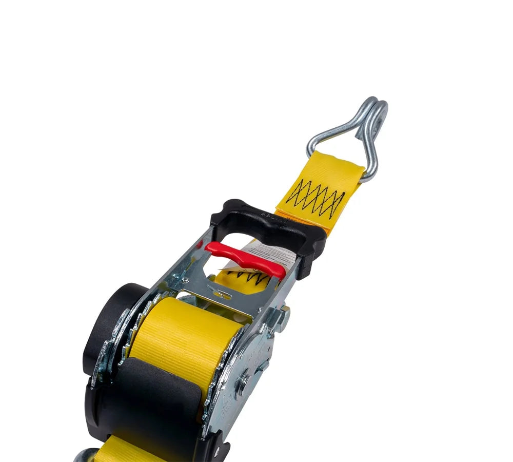 8 Pack 2" x 10' Retractable Ratchet Straps with Double J-Hook, 3,300 lbs Breaking Strength, Yellow I42358