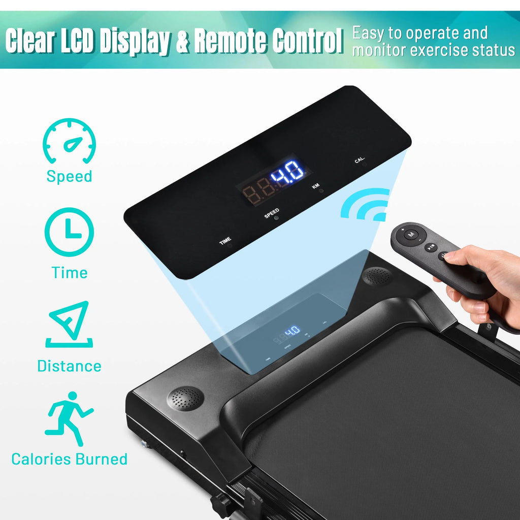 White Folding Electric Treadmill with LCD Display K586