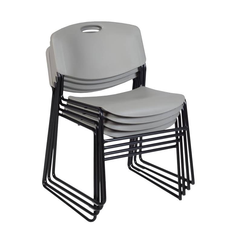 Grey Round Breakroom Table & 4 Stack Chairs Z91297