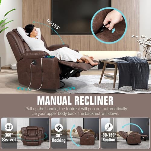 Brown Massage Rocking Recliner Chair with Heat and USB F698241