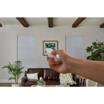 White Cordless Blackout Motorized Cellular Shade with Remote Control N66736