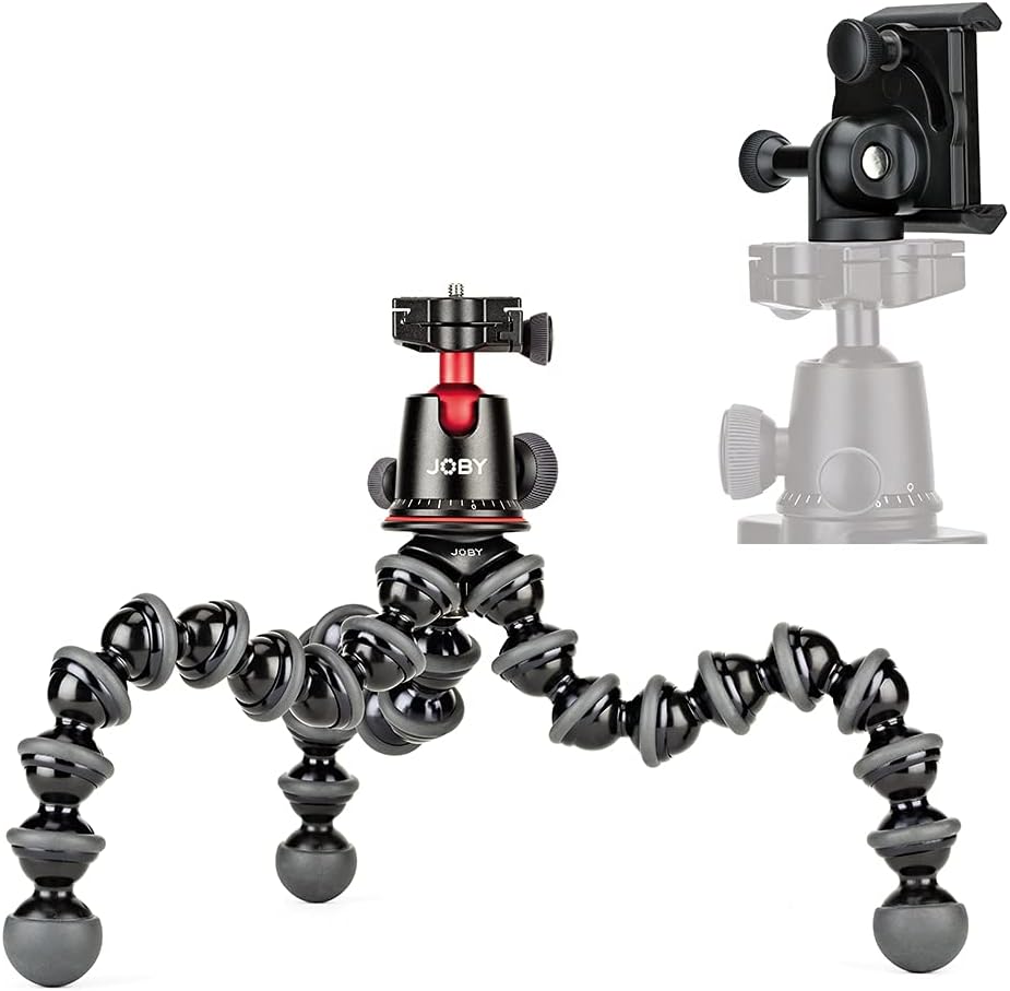 Compact Flexible Tripod 1K Stand with Locking Phone Mount, Black, Pack of 2 M5324