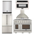 48 inch Natural Gas Range, Wall Range Hood, Refrigerator, Dishwasher, and Microwave Oven F35245