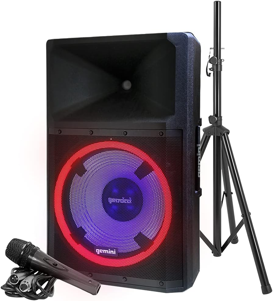 Bluetooth 2200W Peak Speaker with 15 Inch Woofer and LED Party Lights X294017