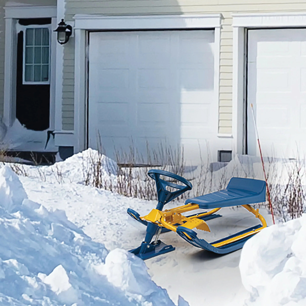 Snow Sled with Padded Steering Wheel, Twin Brakes & Pull Rope V1794