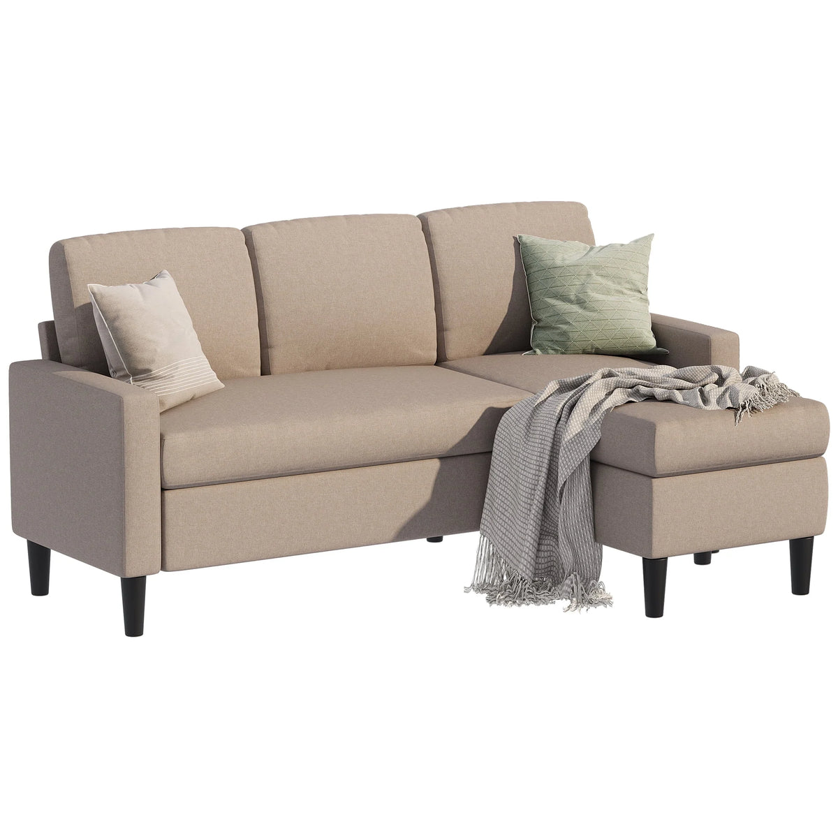 Convertible Sectional Sofa L-Shaped 3-Seat Couch with Reversible Chaise O65690