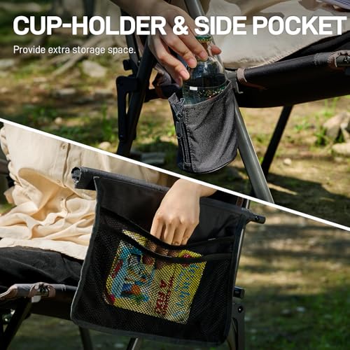 Lightweight Folding Reclining Camping Chair with Adjustable Back Black G280