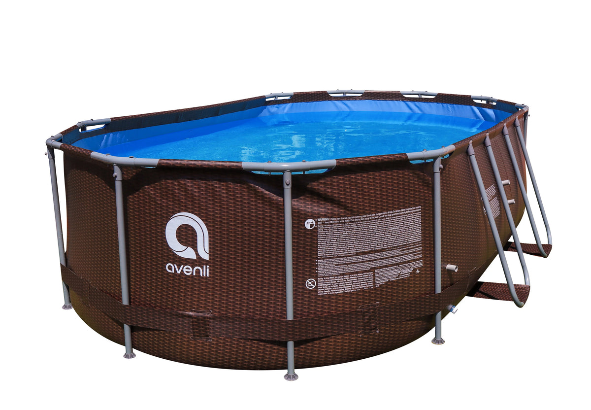 14 ft. Brown Oval Steel Frame Above Ground Swimming Pool L6669