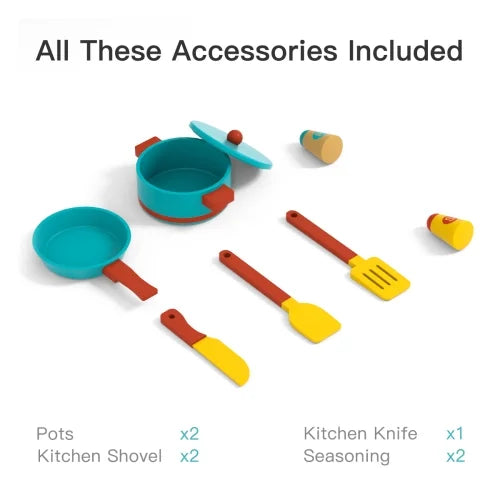 Blue Wooden Play Kitchen Set E320615