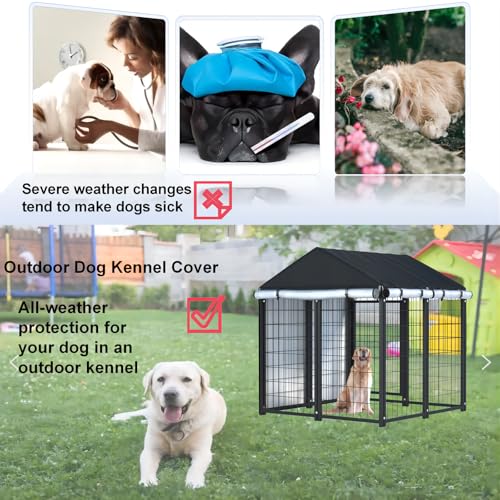 Black 600D Heavy Duty Waterproof Dog Kennel Cover W5021