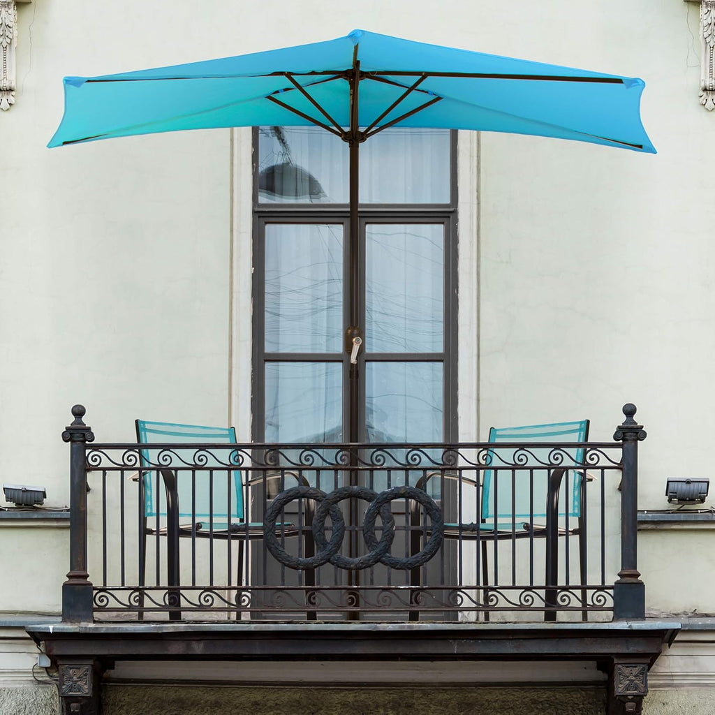 Tan 9-Foot Half Patio Umbrella Q7995
