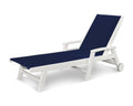Coastal White and Navy Blue Sling Chaise C78395